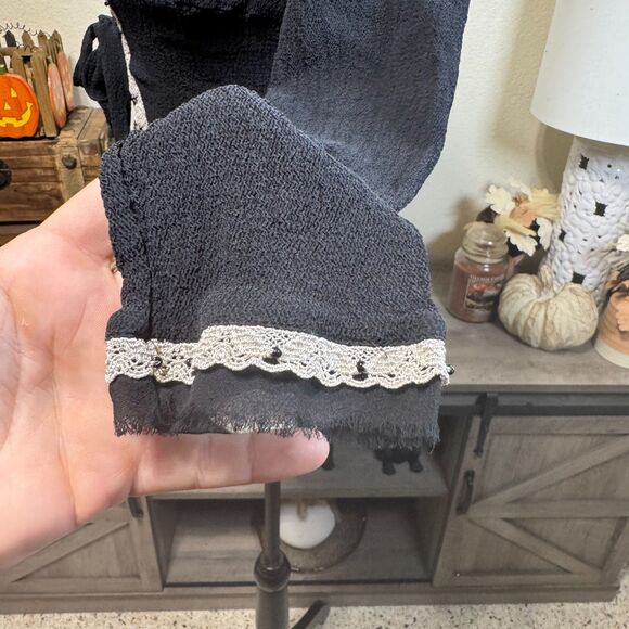 Y2K The Limited Silk Tie Front Embroidered Lace Blouse XS Fairy Romantic Whimsy - Picture 5 of 9